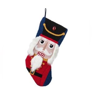 Glitzhome 21" Hooked Nutcracker Christmas Stocking